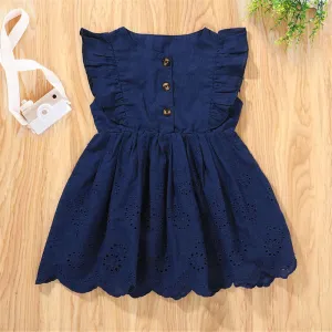 Toddler Girls Solid Ruffled Sleeveless Dresses trendy baby clothes wholesale