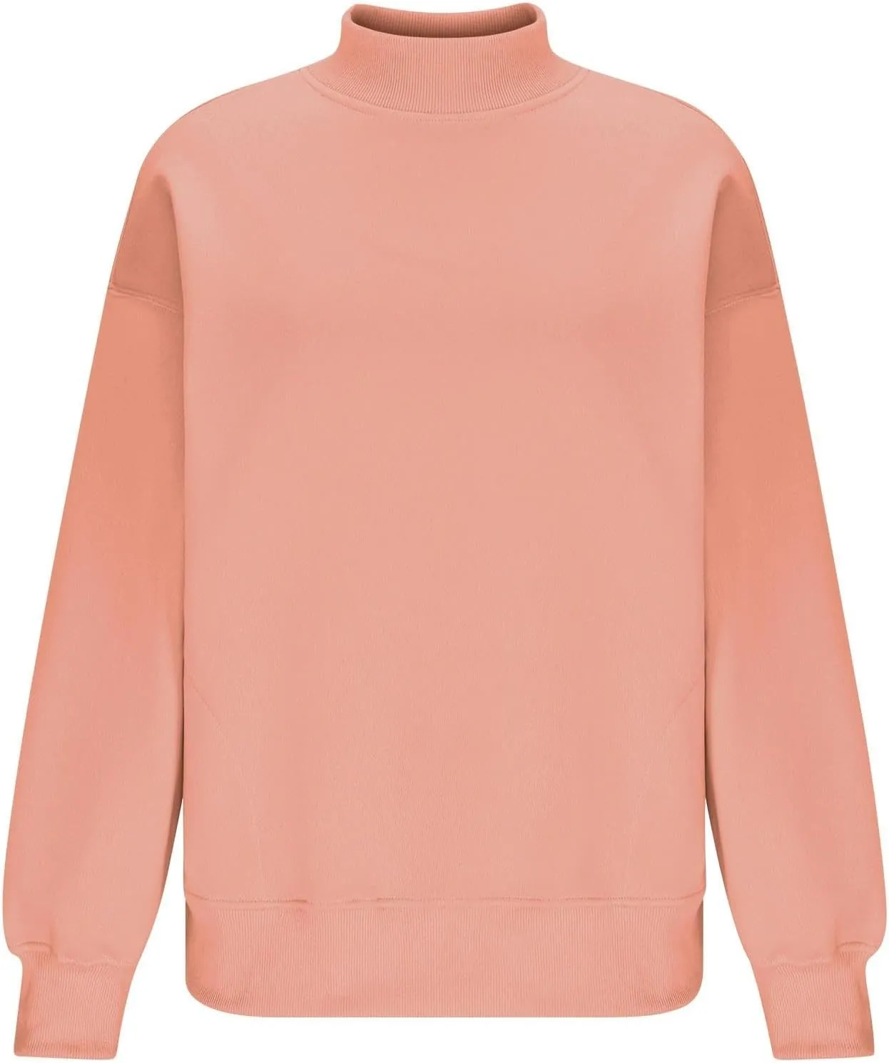 Trendy Sweatshirt for Women with Pockets Stretchy Mock Neck Tops Drop Shoulder Solid Color Pullover Hoodie Y2K