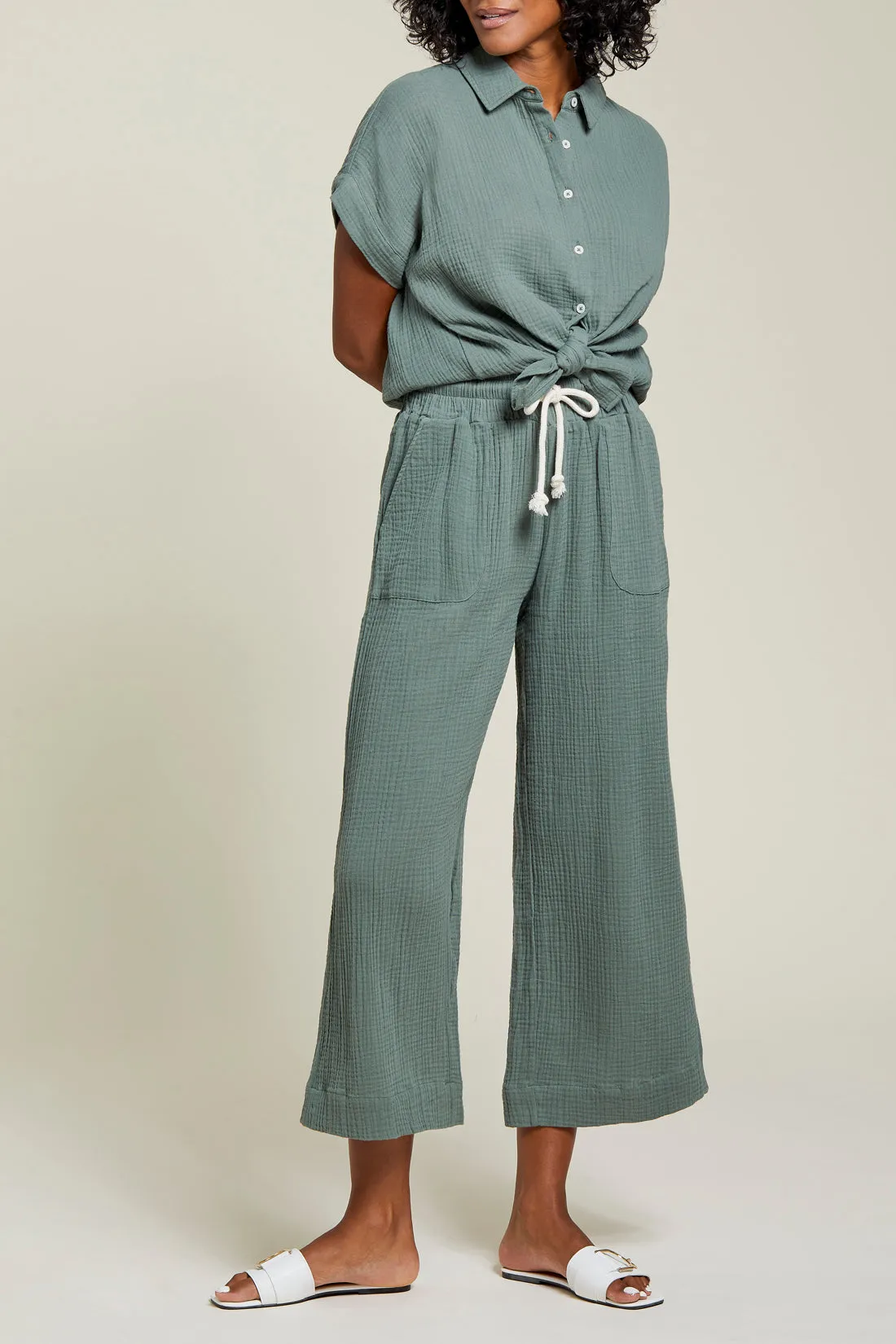 Tribal Wide Leg Pant With Drawstring
