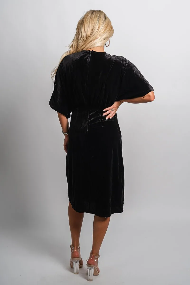 Velvet midi dress black