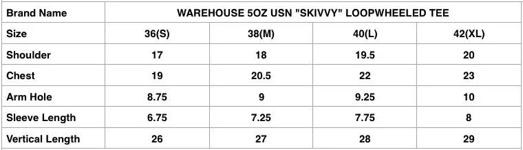 Warehouse 5oz USN "Skivvy" Loopwheeled Tee (White)
