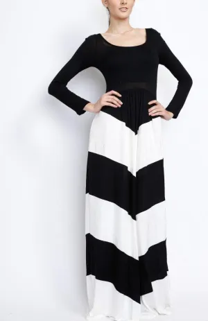 White Chevron Maxi Dress