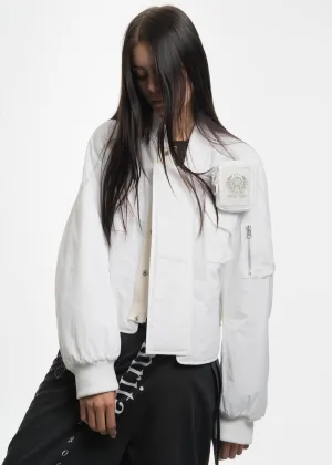 White MA-1 with Cigarette Pouch