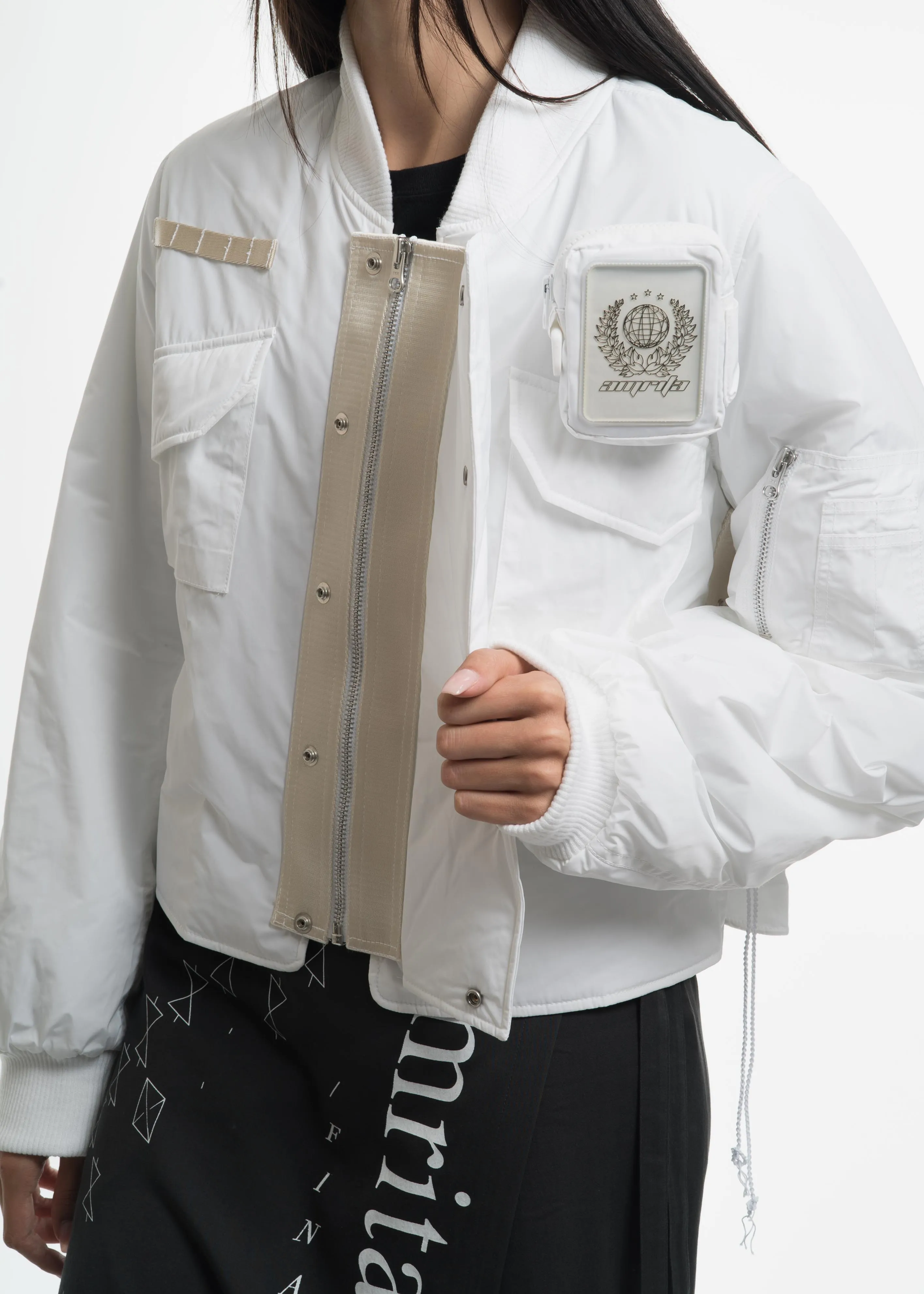 White MA-1 with Cigarette Pouch