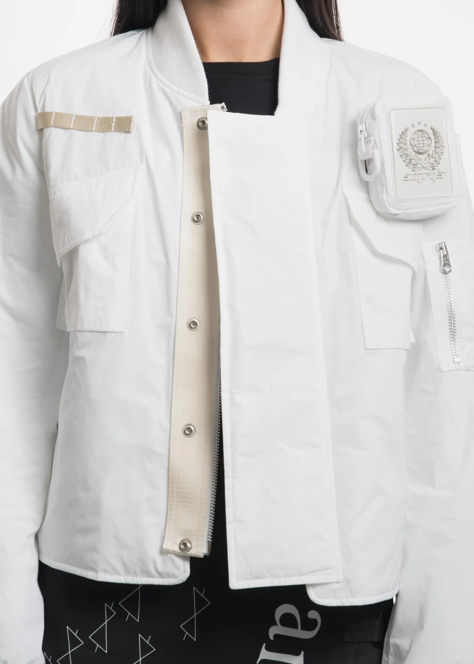 White MA-1 with Cigarette Pouch