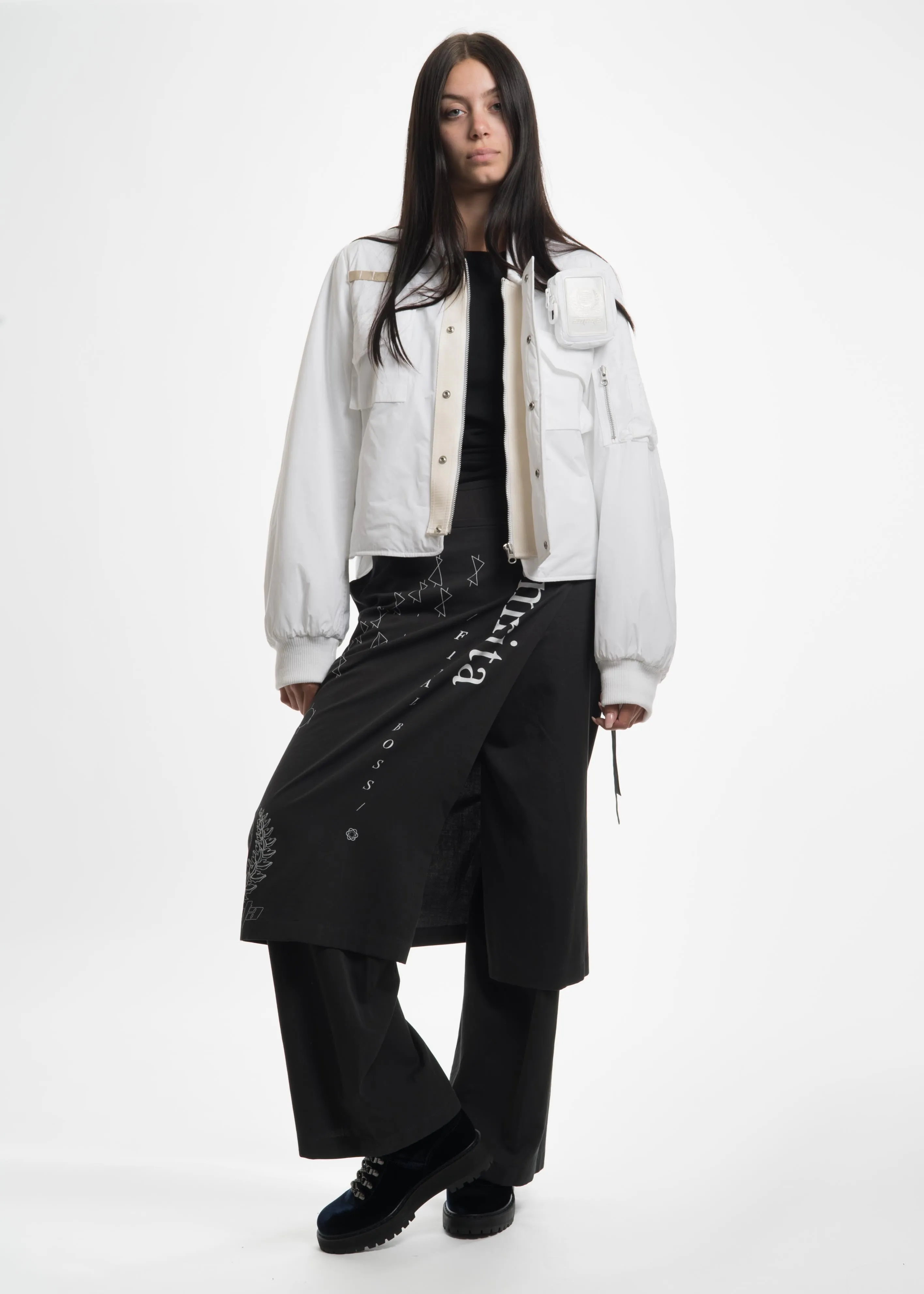 White MA-1 with Cigarette Pouch