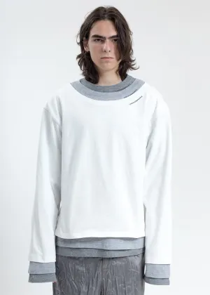 White Triple Layer Crewneck