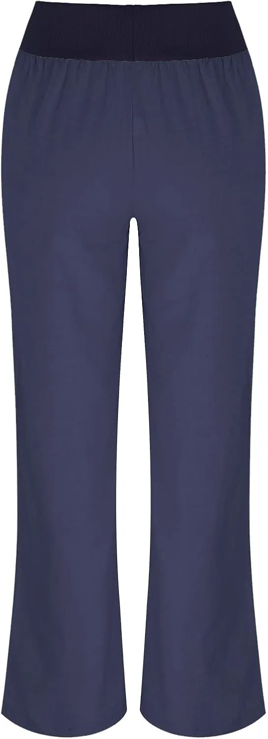 Women Linen Summer Solid Pants High Waist Ankle Length Plus Size Trousers Trendy