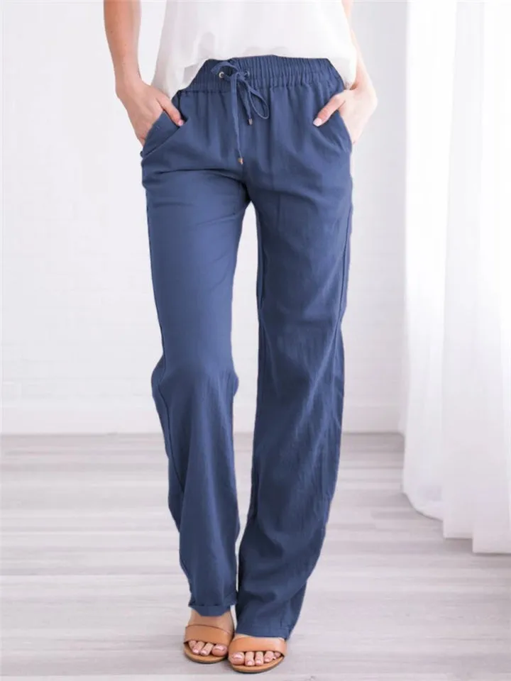 Women's Elastic Band Casual Comfy Cotton Pants