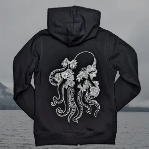 Women's Flower Octopus Zip Up Hoodie