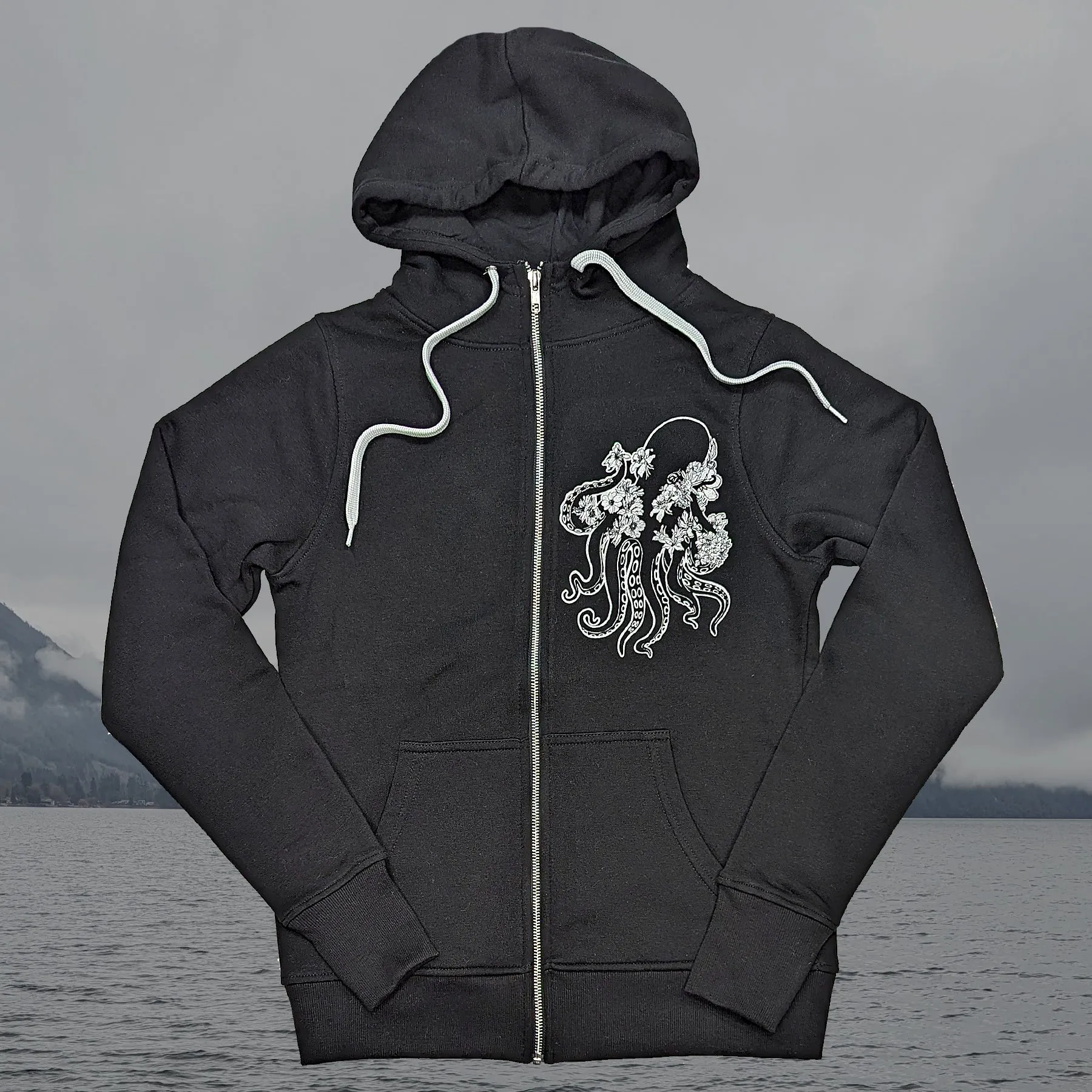 Women's Flower Octopus Zip Up Hoodie
