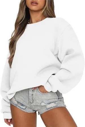 Womens Oversized Sweatshirts Loose Fit Trendy Crewneck Sweatshirts Casual Comfy Long Sleeve Pllover Tops